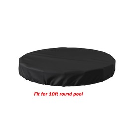 LC LICTOP Round Cover for 10Ft Pool, 210D Polyester Solar Cover for Above Ground Pool, Waterproof & Dustproof with Drawstring, Ground Nails & Windproof Ropes, Fit Inflatable & Metal Frame Pools, Black