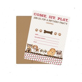 Puppy Dog Adoption Party Theme Decoration Invitation Supply Kit (Invites)