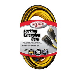 Southwire 25388828 Cord, Locking 12/3 50' SJTW, 50 ft, Yellow/Black