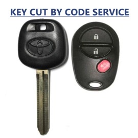 Toyota CUT BY CODE SERVICE + Toyota Transponder Chip Key 44D Dot + 3B Remote GQ43VT20T