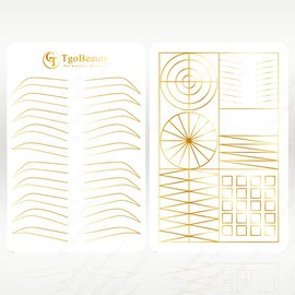 Eyebrow Tattoo Practice Skin Double Sides Permanent Makeup Silicone Training Skin Microblading Practice Fake Skin for Nano Ombre Eyebrow Tattoos (3pcs White Pad with Golden Outline)