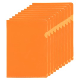 PATIKIL L Type Folder Pack of 10 A5 Plastic File Sleeves Transparent Document Sleeves for Office Orange