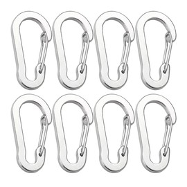 GIBENUO Mini Carabiner Clips Aluminum Lightweight D-Shape Spring Carabine Keychain for Camping, Traveling, Hiking, Outdoor Keychains (8 Pcs Silver)