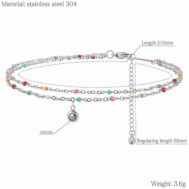 Dorriss beaded anklet for women Beads ankle bracelet Colorful stainless