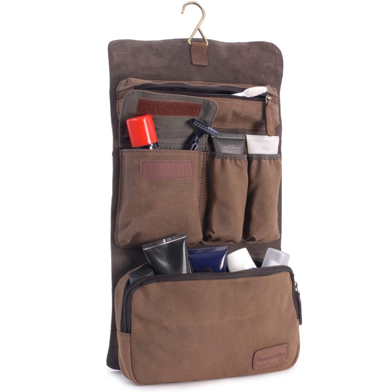 ASHWOOD - Men's Hanging Wash Bag/Shaving Bag/Travel/Gym/Toiletry Bag - Genuine