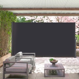 175" x 72.5" Retractable Side Awning,Waterproof & UV-Resistant,Folding Privacy Screen Room Divider Roll Up Balcony（Gray）