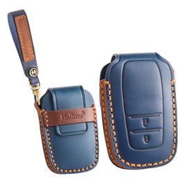 ontto Leather Car Key Case Key Case Key Case Protective Key Fob Fits Toyota Corolla Cross GR Yaris Hybrid Hilux Prius CHR RAV4 Suzuki Swace 2 Buttons Accessories Blue