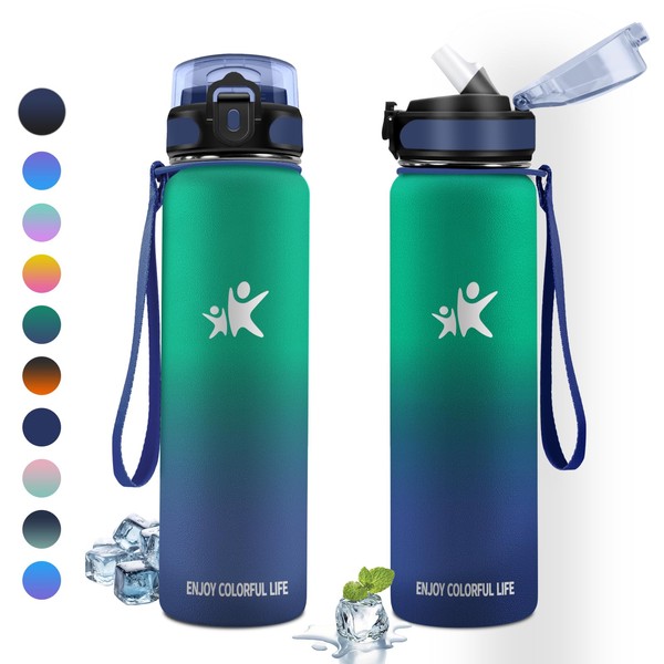 KollyKolla Stainless Steel Drinking Bottle, 1 Litre, Thermos Flask with