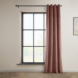 HPD Half Price Drapes Grommet Plush Velvet Curtains 96 Inches Long Room Darkening Curtains for Bedroom & Living Room (1 Panel), 50W x 96L, Wild Rose