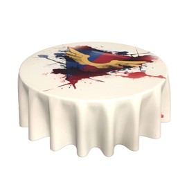 HYTTER Blue and red Symbol Pattern Tablecloth Round Decorative Tablecloth 60 in : The Material is Soft, Wrinkle-Resistant