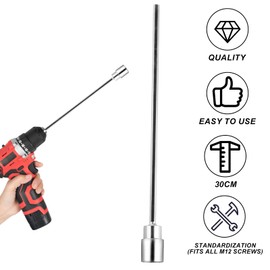 Caravan Crank for Cordless Screwdriver, Length 30 cm, Caravan Cordless Screwdriver Attachment Extension Crank for Crank Supports, Caravans, Caravans, Motorhomes, Trolley Jack Stand