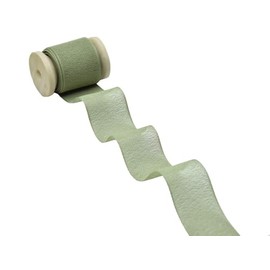 Furlanis - Crêpe Effetto Seta Sfrangiato, Nastro Decorativo Per Confezioni, Regali, Tessuto Italiano - Salvia, 25mm x 25 m