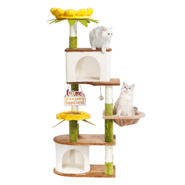 HYABi 62.7 Inch Tall Flower Cat Tree Tower Condo Climbing