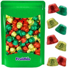 Fruidles Christmas Bells Chocolate, Milk Chocolate Party Bag Fillers, Individually Wrapped Foils, Resealable Bag, Kosher Certified Dairy (Half-Pound)