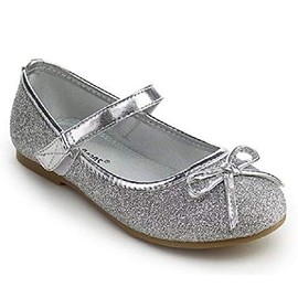 Jelly Bean Strawberry Mary Jane Ballet Flat Costume Shoes (8M US Toddler, Silver)