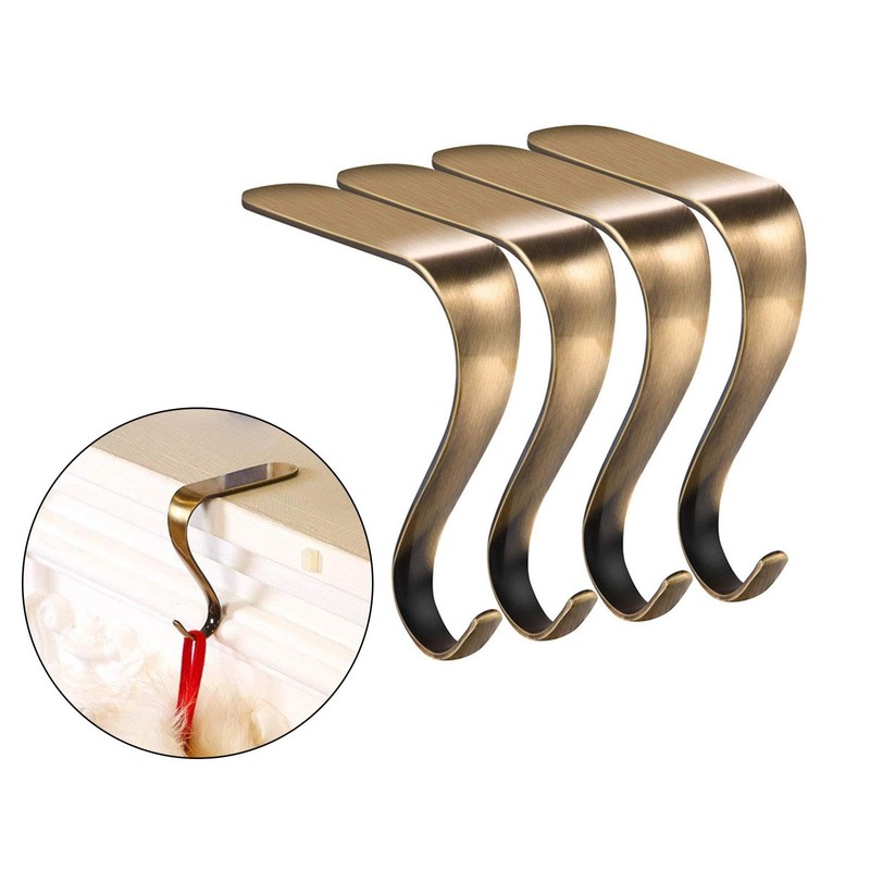 perfeclan 4Pcs Christmas Stocking Holders, Stocking Hangers, Christmas Fireplace Hooks