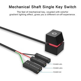 CCYLEZ 6.6 ft PC Power Button, Blue Switch Mechanical Key PC Power Button Extension for Desktop Computer, 7 Colour Gradient Light Effect with Easy Installation