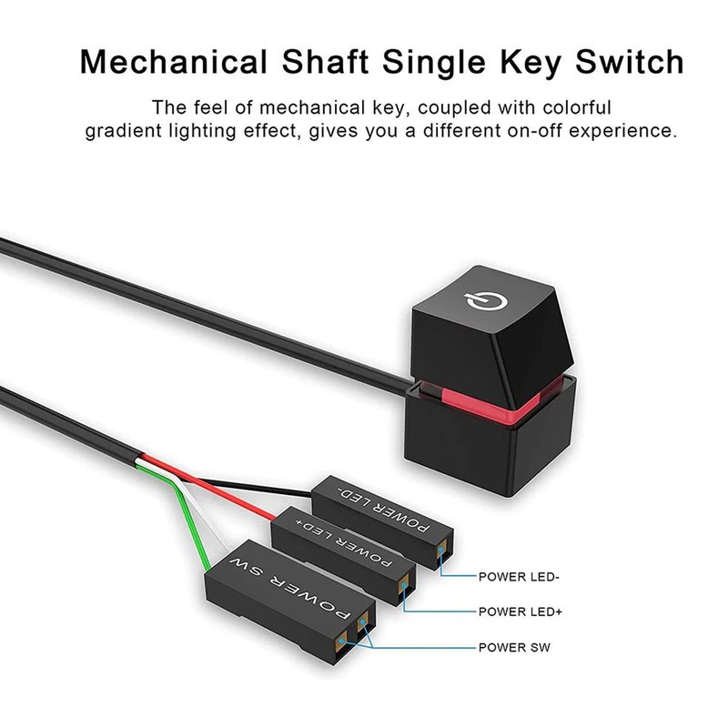 CCYLEZ 6.6 ft PC Power Button, Blue Switch Mechanical Key