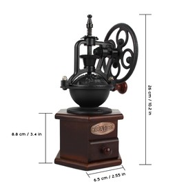 Coffee Grinder,Wooden Coffee Bean Grinder Manual Coffee Grinder Roller, Antique Coffee Mill with Cast Iron Hand Crank for Making Mesh Coffee, Decoration, Best Gift (Brown (six deformation base))