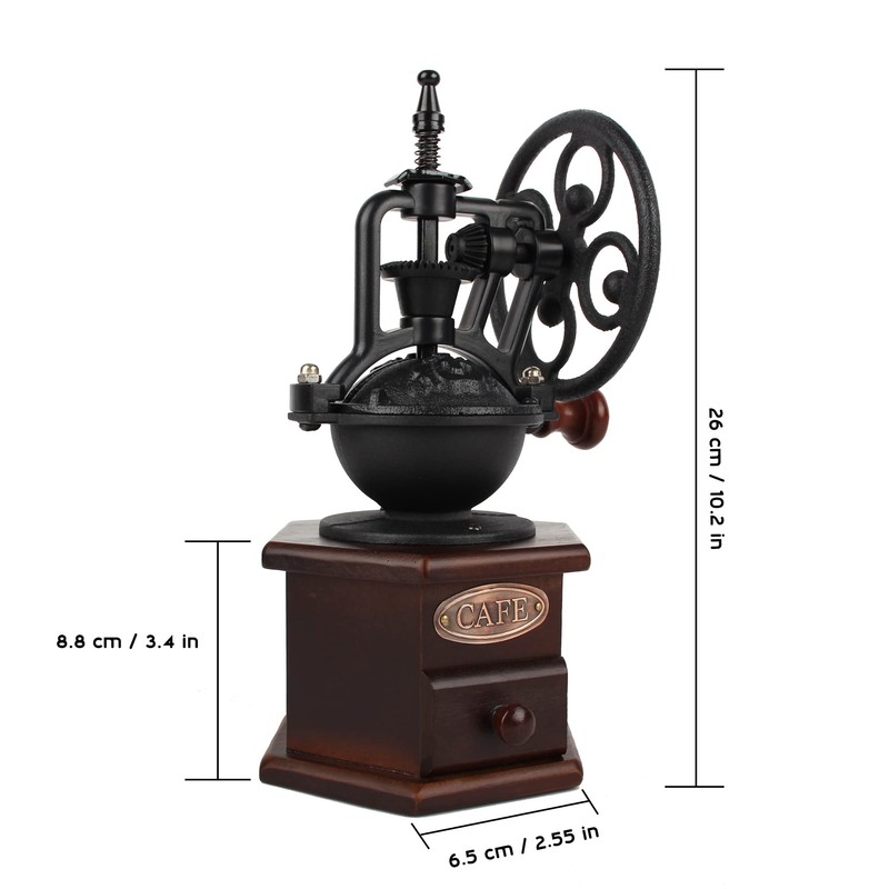 Coffee Grinder,Wooden Coffee Bean Grinder Manual Coffee Grinder Roller, Antique