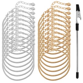 20 Pcs Snake Chain Bracelet with Jewelry Helper, Adjustable Snake Bracelet Chain with Heart Lobster Clasp Extender for Women Jewelry Making
