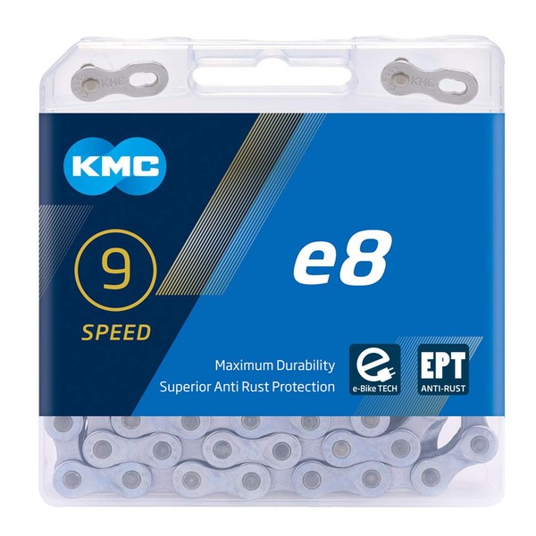 KMC Unisex's E8 EPT 8 Speed Chain, Dark Silver, 122 Links