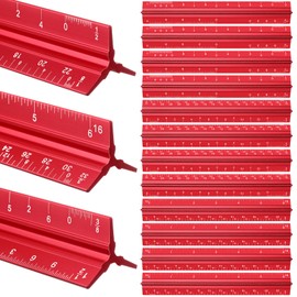 Fumete 12 Pack 6 Inch Architectural Engineering Scale Rulers Small Scale Ruler Pocket Size Scale Ruler Construction Rulers Imperial Measurements for Architects Engineering, Draftsman Drawing(Red)