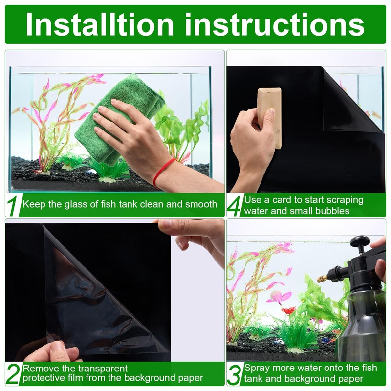 COCODE Black Aquarium Background Static Cling, 78.7"x15.7" Self Adhensive Fish