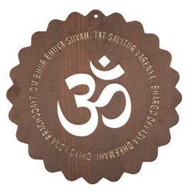 Tarini Gallery Om Wooden Design Handcrafted Sculpture Wall Hanging Decorative Showpiece for Home Office Temple Yoga Meditation Décor and Gifting (Dark Brown Om)