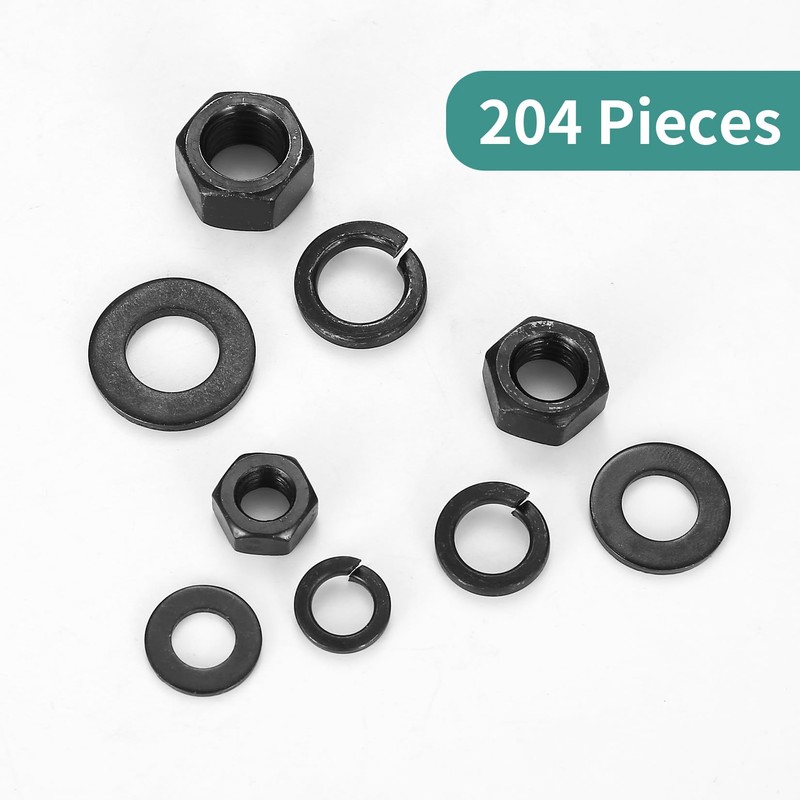 Hex Nuts Assortment Set, Self-Locking Nuts Set, Lock nuts, Carbon
