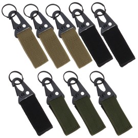 SING F LTD 9pcs Tactical Hanging Belt Carabiner Clip Multi-Function Hiking Hook Nylon Webbing Buckle Strap Keychain Hanging Hook for Camping Hiking Outdoor Activity Black Green Khaki
