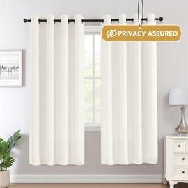 BellaHills Voile Curtains 63 Drop Sheer Curtains for Bedroom Eyelet Top Net Curtains for Windows Light Filtering Semi Sheer Curtains for Living Room 2 Panels, 55 x 63 Inch, Beige