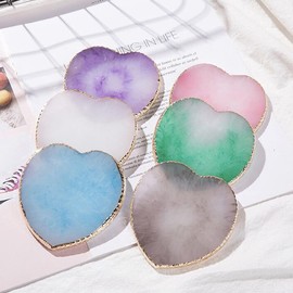 AKOAK 1 Pack Nail Art Palette Agate Phnom Penh Pigment Palette Gel Nail Polish Drawing Frame DIY Nail Art Show Makeup and Coloring Tool (Heart, Gray)