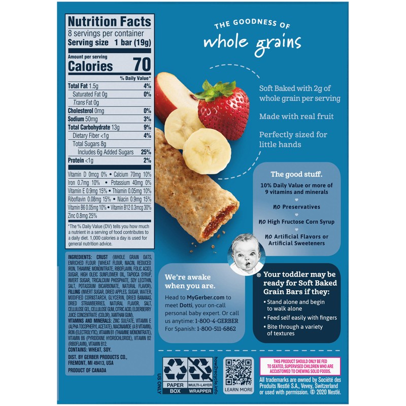Gerber Graduates Cereal Bars STRAWBERRY BANANA - 5.5oz. (Pack of