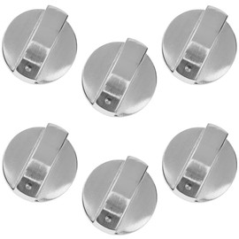 KOMUNJ 6 pieces 6 mm gas stove knobs, zinc alloy gas stove knobs, silver gas stove control gas stove knobs adapter, oven switch, cooking area control