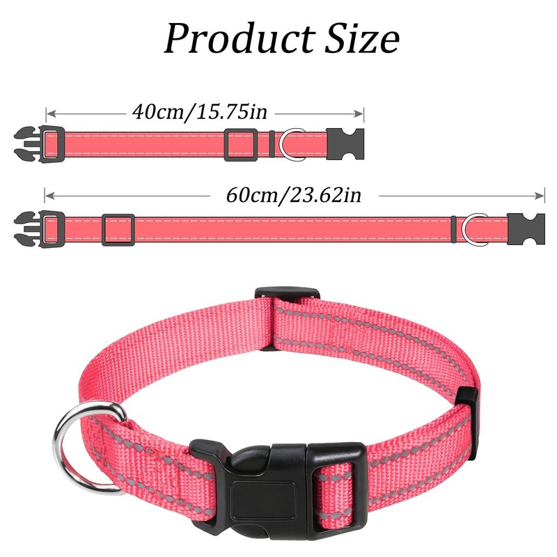 Reflective Dog Collar Breathable Pet Collar Adjustable Nylon Collars Multicolor