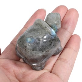 Lovionus89 Healing Crystal Turtle Statue, 2 Inch Pocket Stone Turtle Figurine Hand Carved Gemstone Sculpture, Moonstone