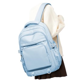 WEPOET Simple Backpack for School Waterproof Backpack for Women Men Cute Casual Daypacks Lightweight Backpacks High School Bookbag for Teens Girls Boys(Blue)