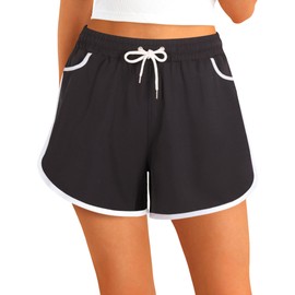APTRO Women Swim Shorts Board Shorts Swimming Surf Beach Shorts Bikini Bottoms Quick Dry Ladies Swim Trunks Black WS051 M