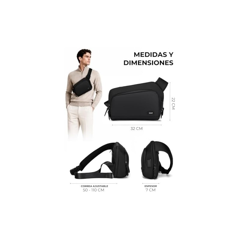 Bandolera Impermeable con USB y Antirrobo Juluc JLBA01 – Compacta