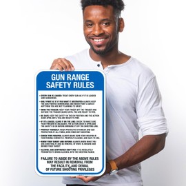 Gun Range Safety Rules Sign, (SI-65721) 12x18 Inches, 55 mil Thick HDPS (high Density polystyrene), Made in USA