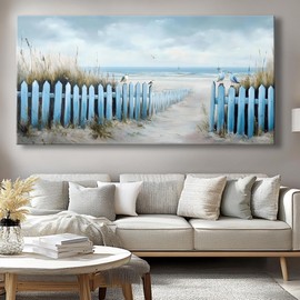 Wall Art for Living Room Large Beach Oil Painting Ocean Sea Bird Seagull Canvas Artwork Framed Ocean Themed Artwork Seascape Coastal Picture for Office Bedroom Decor 40x20in
