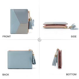 CHAOFANXI Women's Purse Made of Smooth and Soft Faux Leather, Women's Small and Short Format, Ladies in Very Beautiful Colours with Purse Women's Zip, blue, Elegant