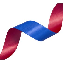 YASEO Double-Sided Two-Tone Ribbon, 20 Yards 1 Inch Double Faced Blue and Red Satin Ribbon for Christmas, Wedding, Birthday, Gift Wrapping and Party Decor