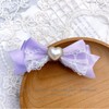 Heart Shaped Pearl Lace Ribbon Clips, Set of 2, Lavender