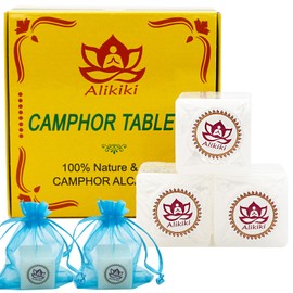 alikiki Alikiki 100% Pure Natural Camphor Tablets - 18 Tablets (140 Gram) - Camphor Blocks for Aromatherapy, Odor Elimination, Puja - Kapoor for Pooja