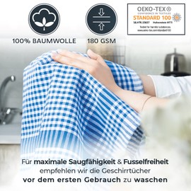 LAYNENBURG Set of 10 Premium Tea Towels Checked - 100% Cotton - 45 x 65 cm and Hanger - Oeko Tex Standard 100 - Kitchen Towels Lint-Free & Modern - Vintage Kitchen Towels (Grey)