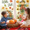 Whaline 6 Sheets Fall Window Clings Green-Orange Scarecrow Maple Leaves