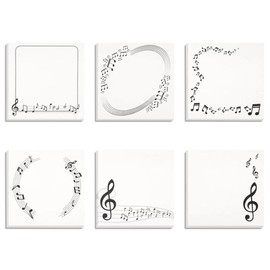 6 Pack Music Themed Sticky Note,Black White Music Notes Self-Stick Notepad Memo Pads Musical Notes Message Note Sticky Pad Markers for Kid Plan Index Student School Office Supplies Stationery Gift