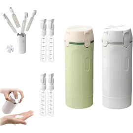 Genérico 4 in 1 Travel Bottles for Toiletries, 4 in 1 Travel Dispenser Bottle, with Scale Labels for Shampoo, Botella Dispensadora 4 En 1, Travel Bottles, for Gyms, Camping (Verde y Blanco)